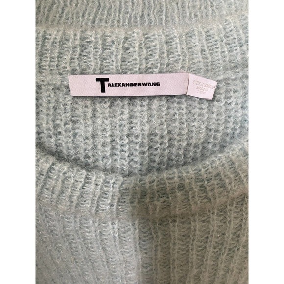 T by Alexander Wang Mohair Knit Crewneck Sweater Glass Light Blue Pullov… - Picture 7 of 7